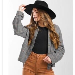 Brixton Gray Houndstooth Heavy Flannel, Button Up, Sz XL, NWT!